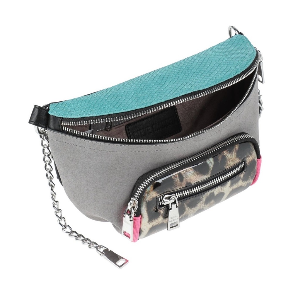 Steve Madden Gray and Teal Crossbody Bag with Leopard Accent